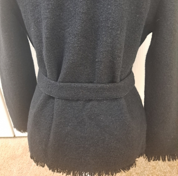 Caslon Wool Cardigan With Belt & Fringe Trim  Size MP - Picture 6 of 10